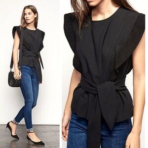 NWOT Black BA&SH Tealy Sleeveless Tie-Waist Blouse size 0